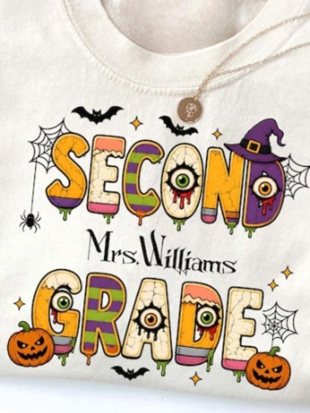 Custom Halloween Second Grade Shirt, Teacher Halloween Shirt - Picture 2 of 4